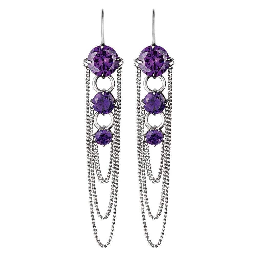 Dyrberg/Kern Melance Purple Cubic Zirconia Chandelier french hook earrings